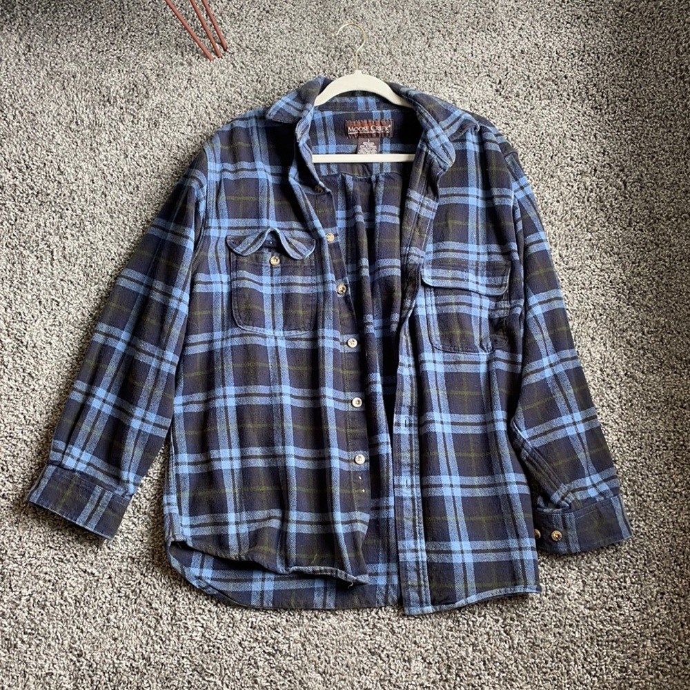 Oversized blue flannel